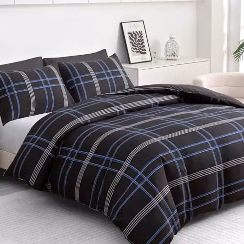 Pamposh Black Brushed Microfibre Duvet Cover Set with 2 Pillowcases, Super King, 260 x 220 cm – 1