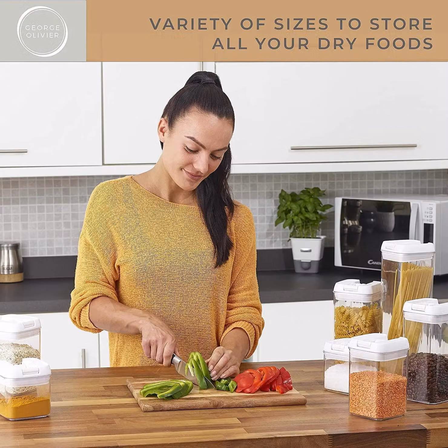 Dyzi 7-Piece White and Transparent Airtight Vacuum Seal Food Storage Container Set – 4