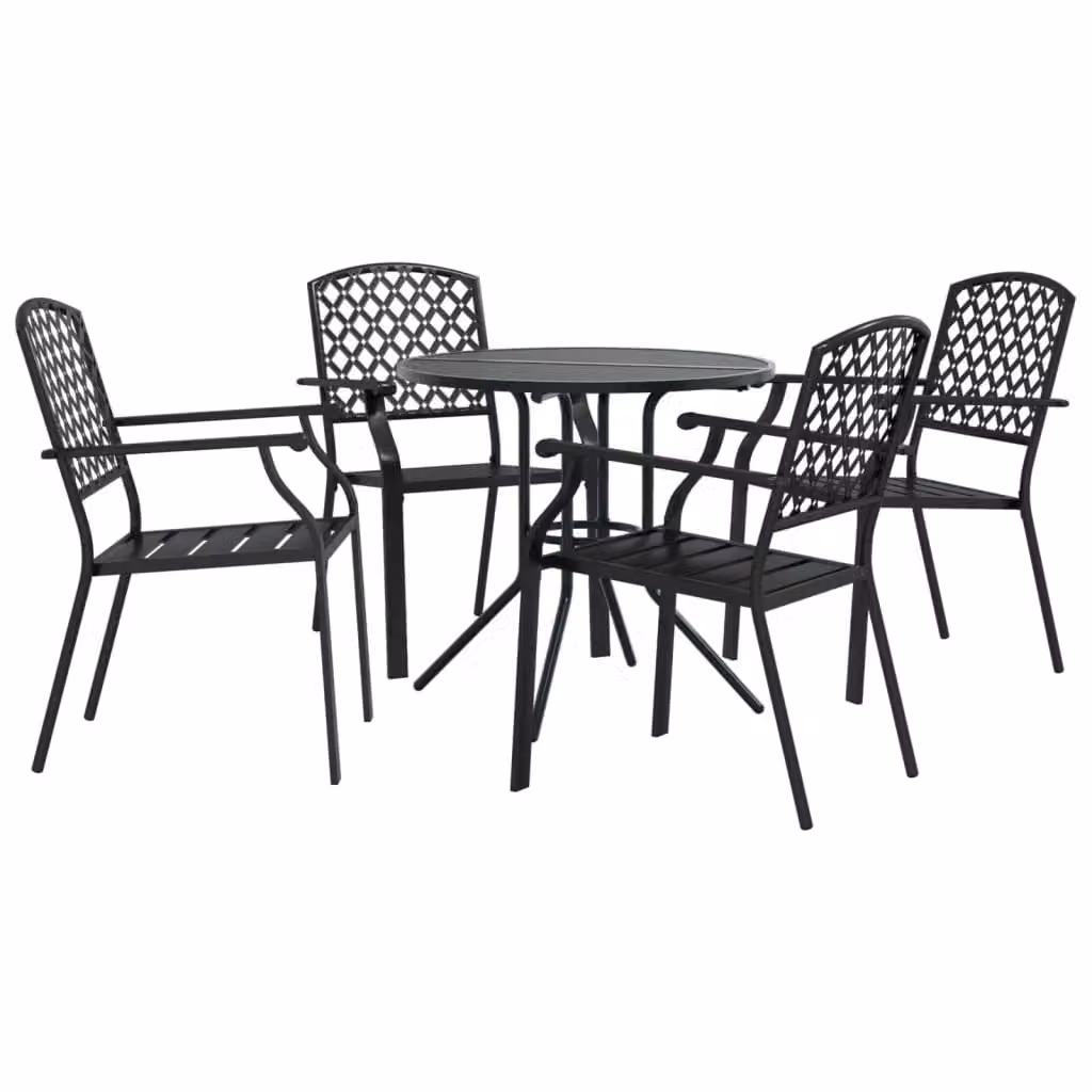 Berkfield Home Stackable Garden Chair Set of 5 in Anthracite Black Powder-coated Steel – 2