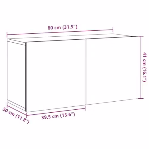 vidaXL Wall-mounted Modern TV Cabinet in Brown Oak, W/D/H: 80 x 30 x 41 cm – 3