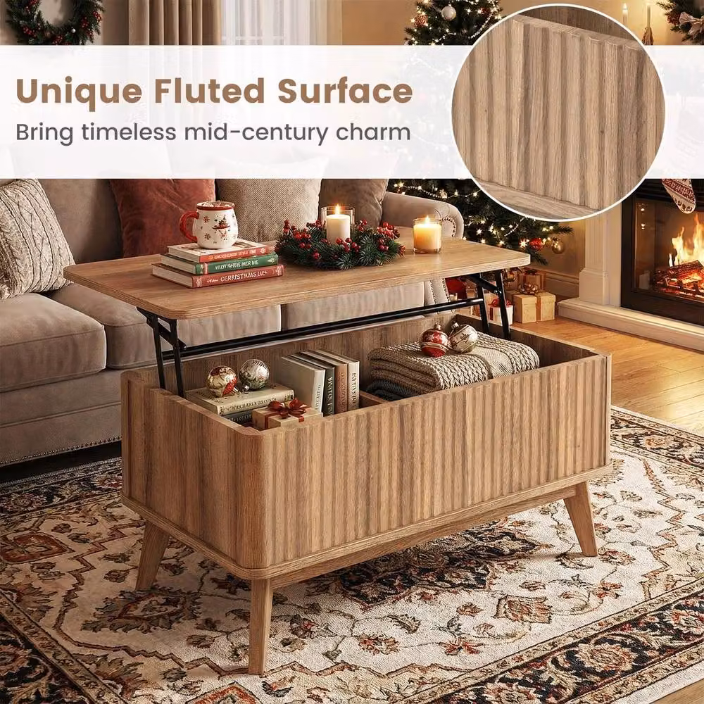 Kelvenix Brown Fluted Lift Top Coffee Table – 3