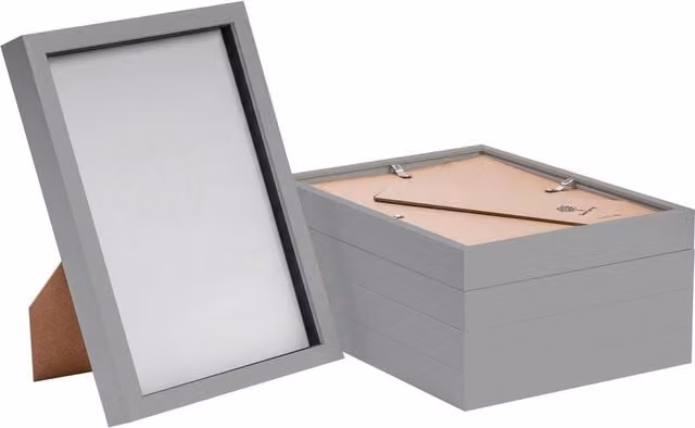 Nicola Spring Single Rectangular 3D Box Photo Frame, Grey, A4