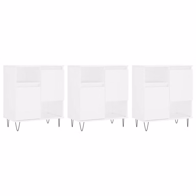 Berkfield Home Set of 3 White Matt MDF Wall Mounted Sideboards