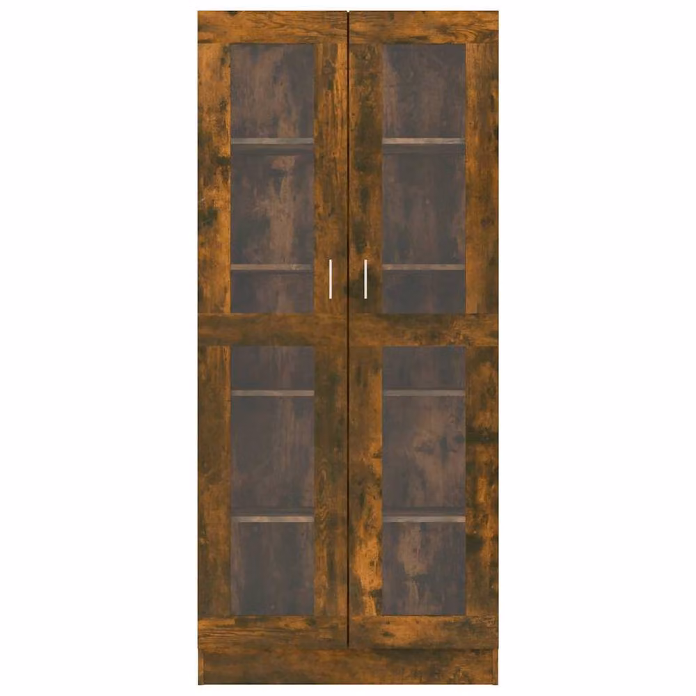 Berkfield Home Vitrine Cabinet in Smoked Oak with Glass Doors, Brown, W/D/H: 82.5 x 30.5 x 185.5 cm – 3