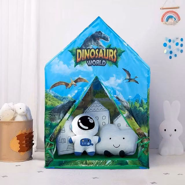Kidkid Foldable Dinosaur Play Tent for Kids in Green and Multicolour
