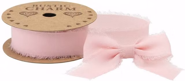 Kingsbury Gifts Pink Chiffon Frayed Edge Ribbon Roll