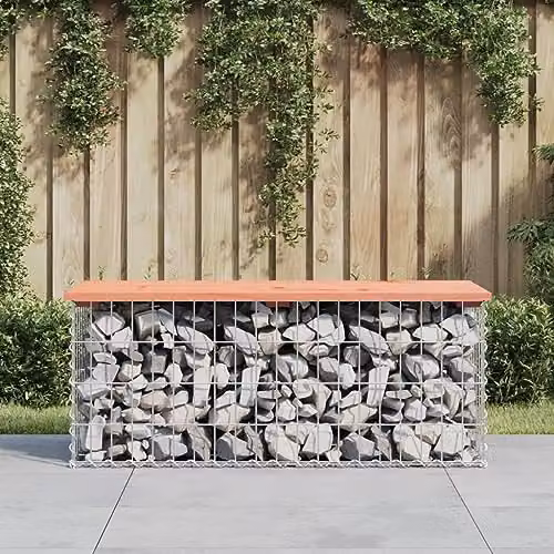vidaXL Garden Bench Gabion Design in Solid Douglas Wood, W/D/H: 103 x 44 x 42 cm – 2