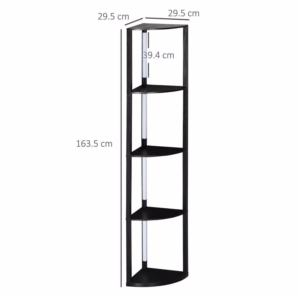 Nordara Black Corner Floor Lamp with Dimmable Warm White LED Light, H: 163.5 cm x W: 29.5 cm x D: 29.5 cm – 2