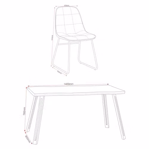 Seconique Quebec Wave Edge Dining Set with Lukas Chairs in Oak and Grey – 2