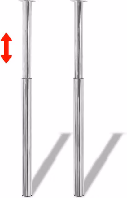 Berkfield Home 2 Pack Telescopic Height Adjustable Table Legs in Silver Chrome, Height: 710 mm - 1100 mm