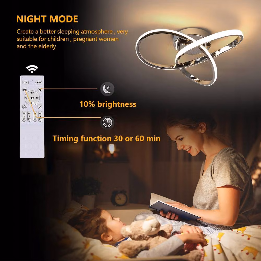 COMELY Modern Dimmable LED Ceiling Light with Remote Control, Silver Aluminium Square Design – 4