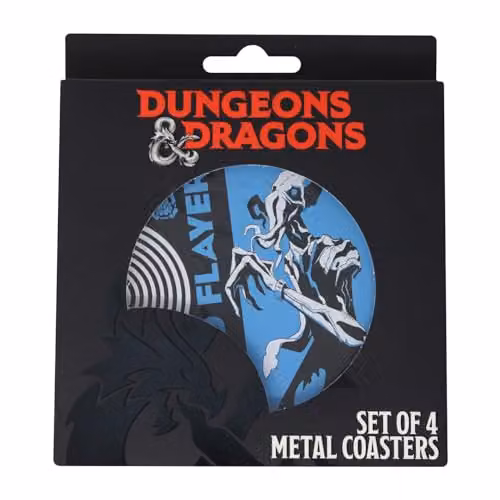 FaNaTtik Dungeons & Dragons Monsters Set of 4 Round Printed Metal and Cork Non-Slip Coasters in Multicolour – 4