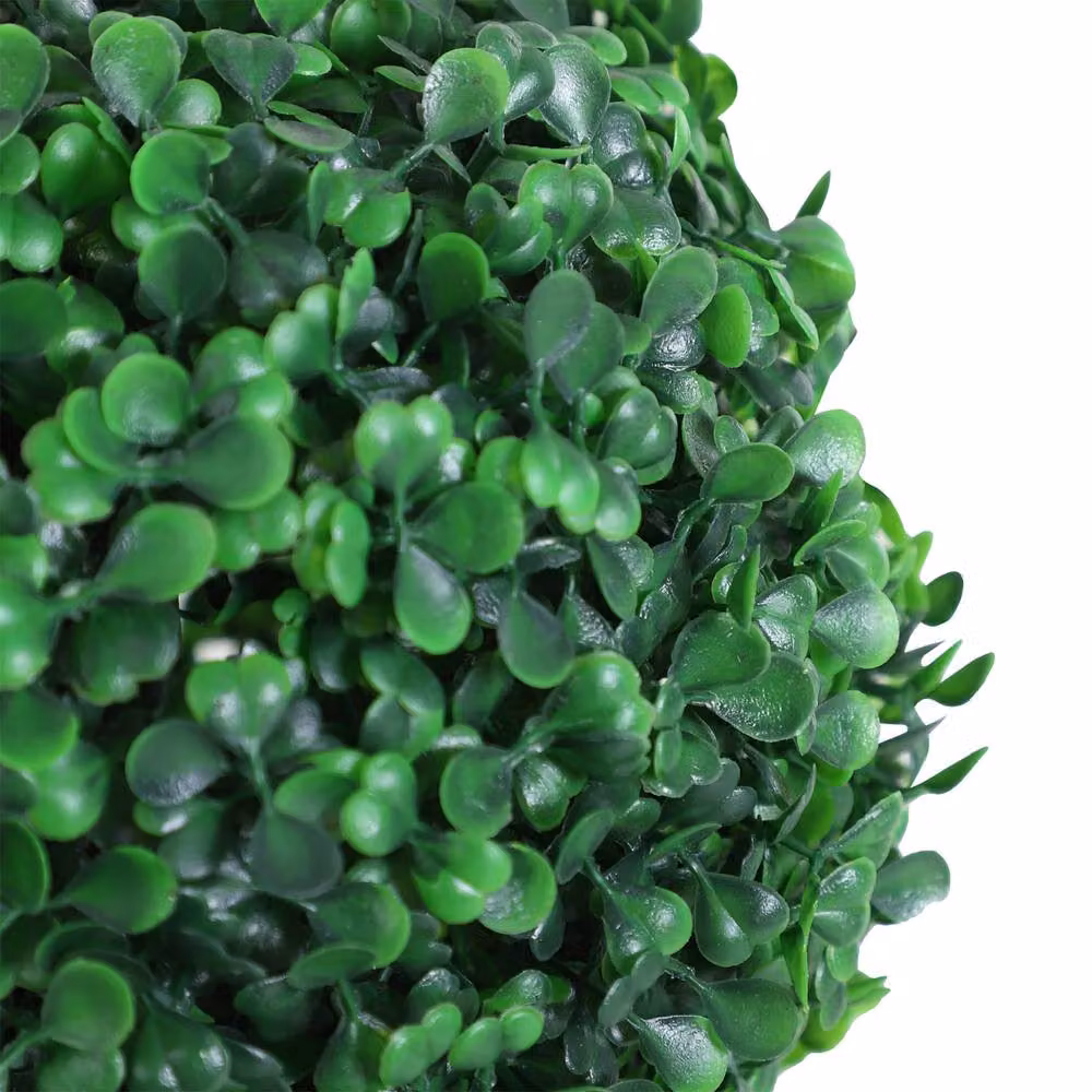 STILVORA Set of 2 Green Artificial Tabletop Plants in Round Concrete Pots – 10