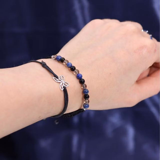 KDMK Scorpio Zodiac Crystal Candle and Gemstone Bracelet Set in Blue and Black