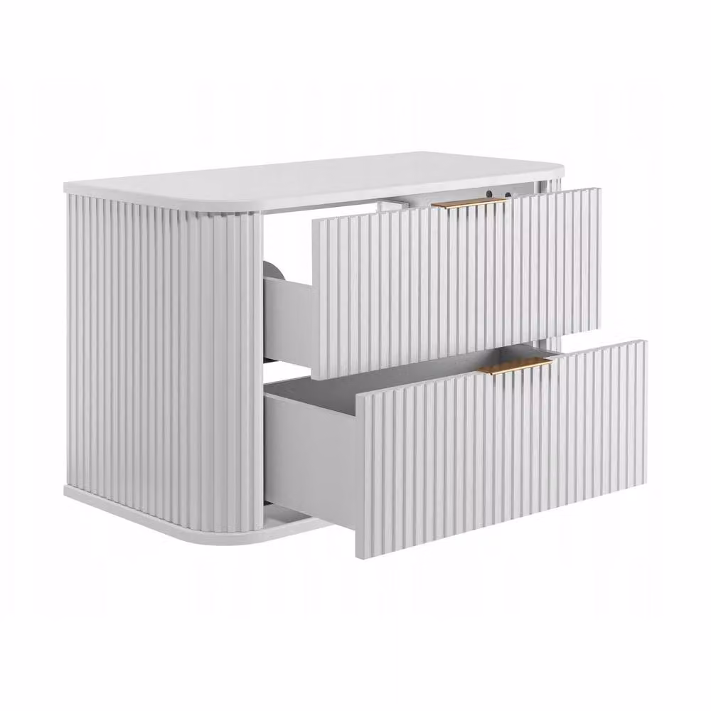 Heze Furniture Glamour Style 2 Drawer Bathroom Vanity Cabinet, White, W: 80 cm, D: 41.5 cm, H: 51.7 cm – 2