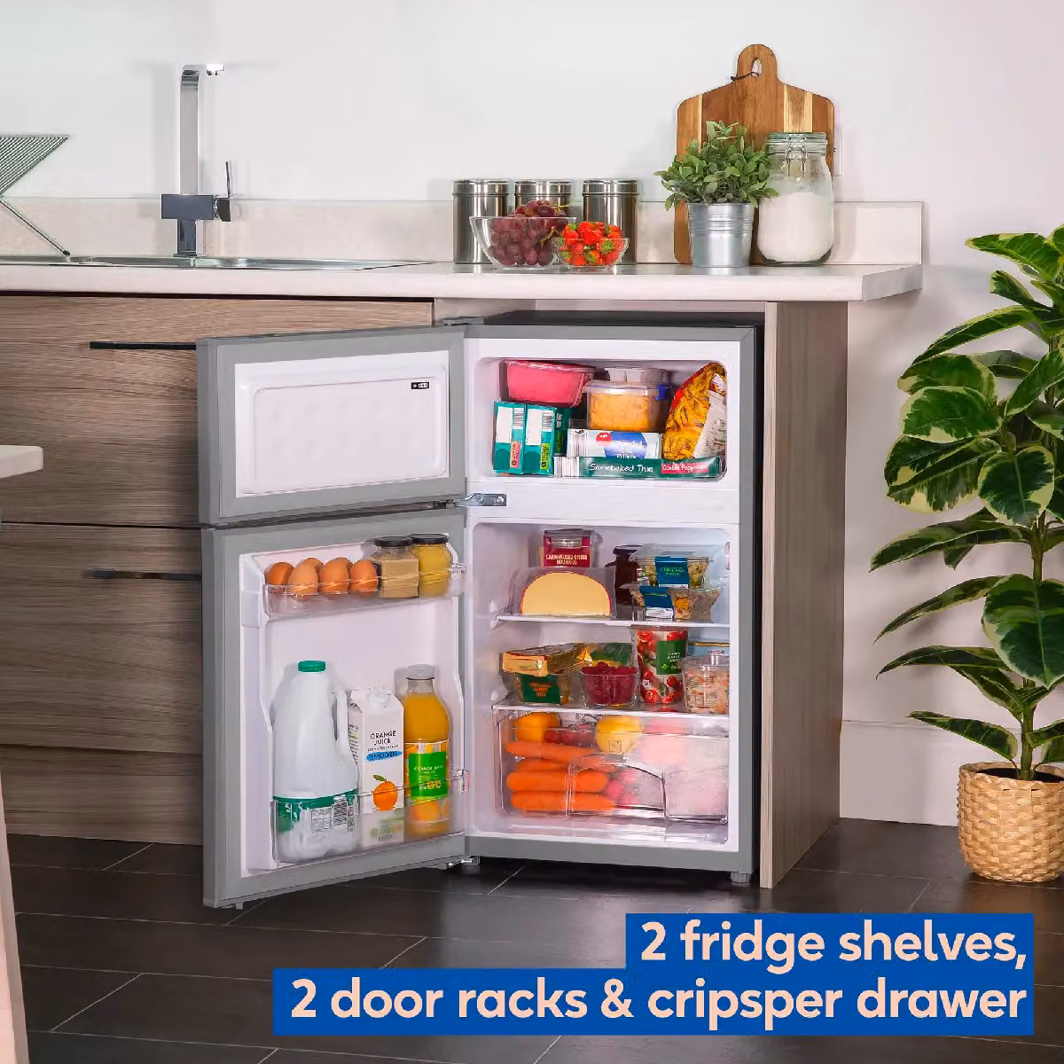 Russell Hobbs Undercounter Fridge Freezer, 85L, Silver, W: 48 cm – 3