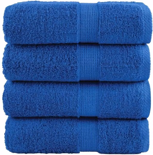 Berkfield Home SOLUND Premium Cotton Soap Towels, Blue, 4 Pack, W/D/H: 30 x 30 cm, 600gsm