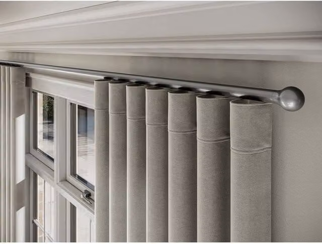 NewEdgeBlinds Styleline Gliding Curtain Pole Set with Ball End, Silver, 460cm