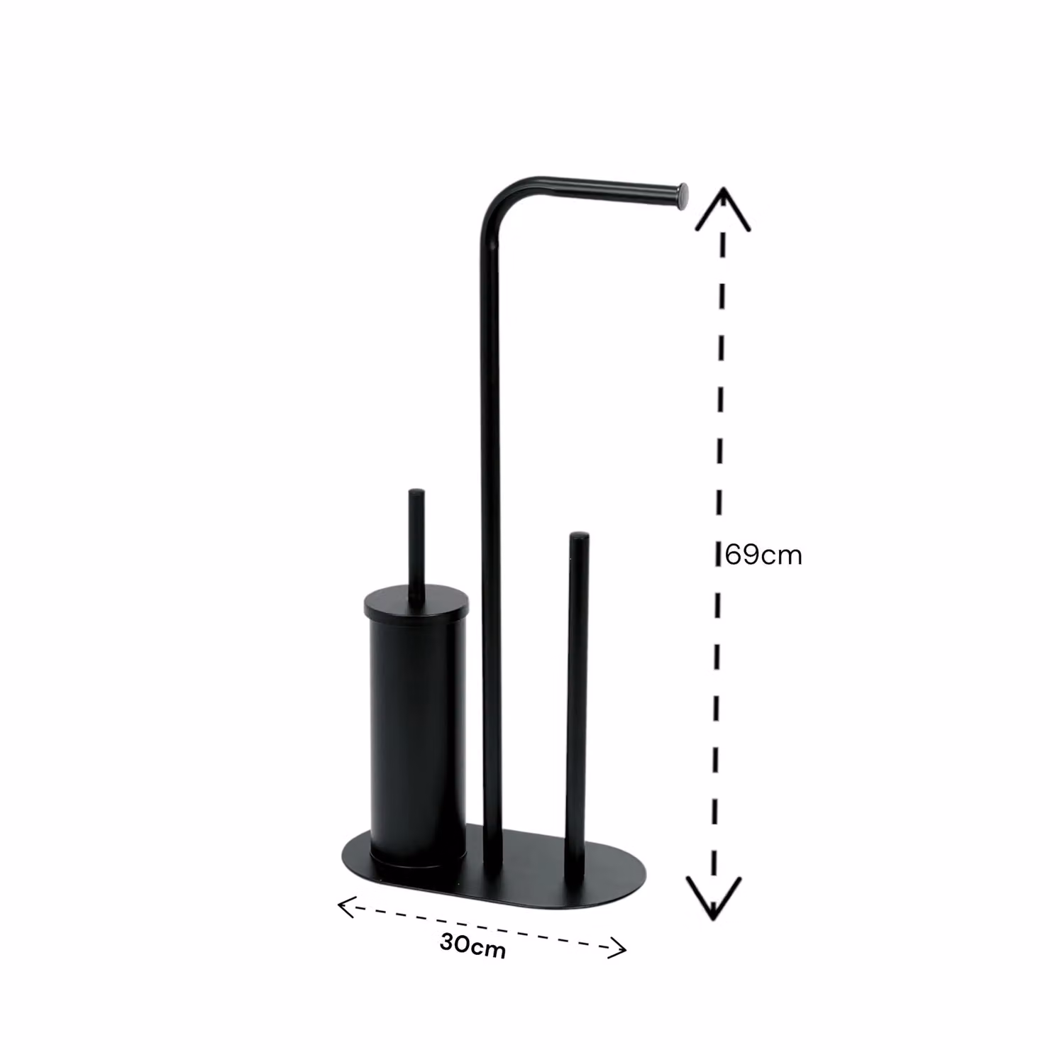 Showerdrape Aspen Black 3 in 1 Freestanding Metal Toilet Roll Holder and Brush Combo – 2