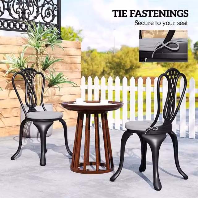 EONLION Set of 4 Round Ergonomic Foam Bistro Chair Cushions in Grey, Diameter: 100 cm