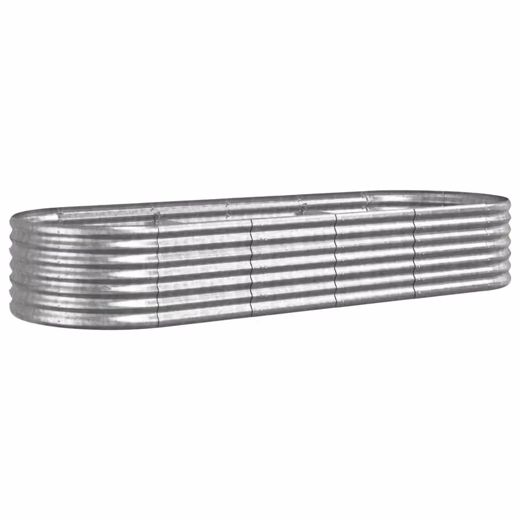Berkfield Home Garden Powder-coated Steel Raised Bed in Silver, W/D/H: 224 x 80 x 36 cm – 2