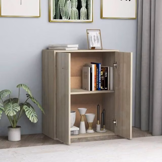 Berkfield Home Sonoma Oak Sideboard in Light Brown, W/D/H: 60 x 30 x 75 cm