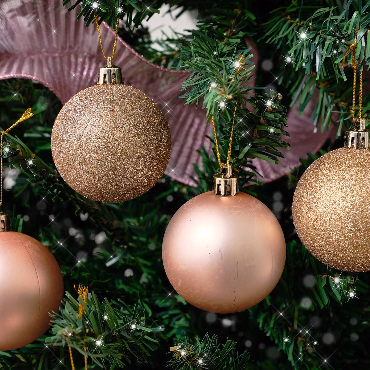 Melody Maison Set of 10 Pink and Gold Glitter Christmas Baubles – 4