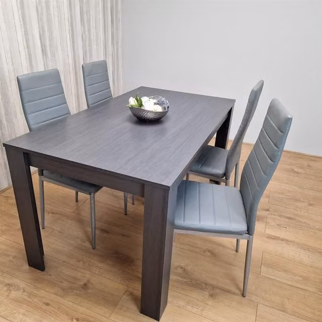 KOSY KOALA Modern Dining Table and 4 Chairs Set in Brown and Grey, W/D/H: 80 x 80 x 75 cm