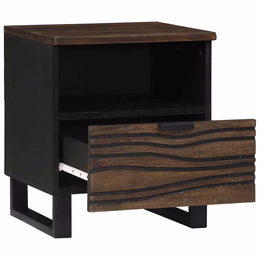 Berkfield Home Traditional Bedside Cabinet, Solid Mango Wood, Brown, W/D/H: 40 x 33 x 46 cm – 2