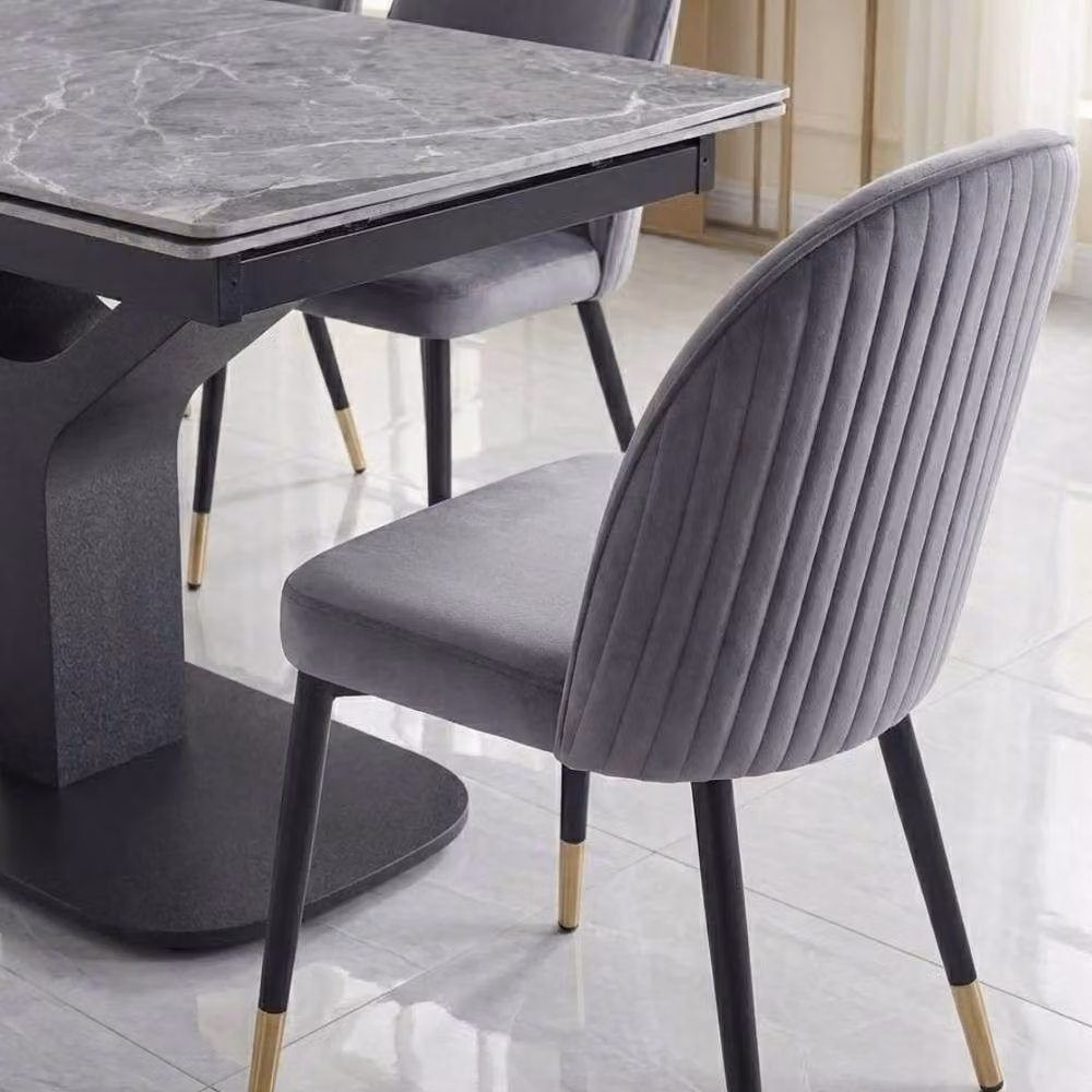 HOME LUXE INTERIOR Sapphire Extending Grey Sintered Stone Dining Table and 6 Liza Chairs – 3