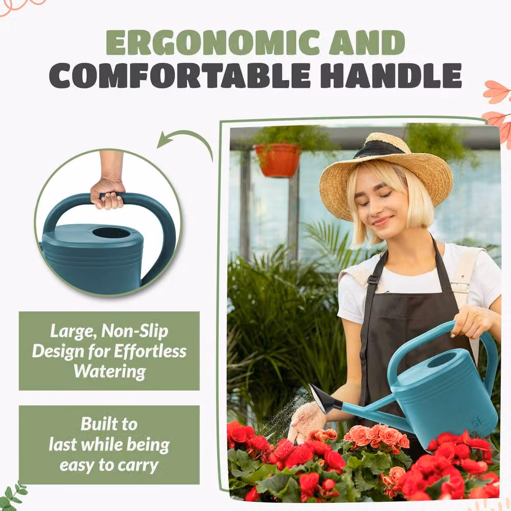Keplin 5L Plastic Watering Can with Stainless Steel Sprinkler Rose, Green – 3