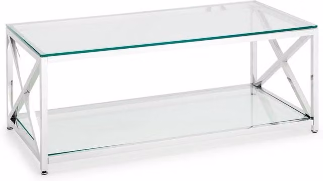 Cheshire Monaco Rectangular Glass and Silver Coffee Table – 1
