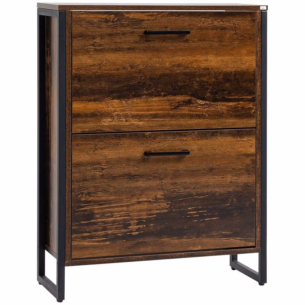 Wyld Haus Conine 2 Door Wood Effect Shoe Cabinet in Sand and Brown, W/D/H: 64 x 23.5 x 85 cm – 2