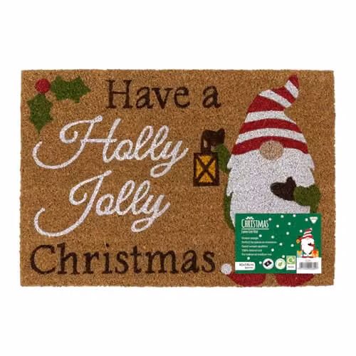 JVL Gonks Christmas Coir Entrance Doormat, Multicolour, W: 40 cm, D: 58 cm – 1