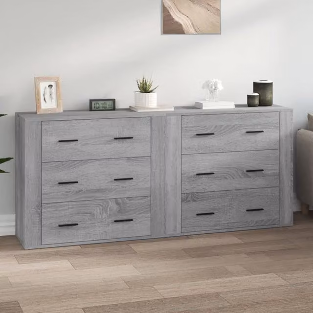 Berkfield Home Set of 2 Grey Sonoma Sideboards in Matt MDF – 1