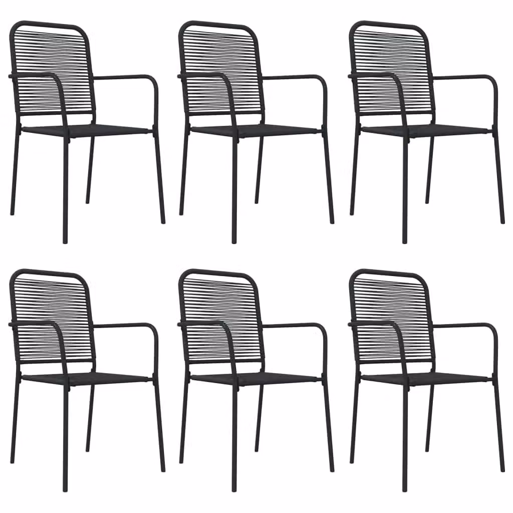 Berkfield Home 7 Piece Garden Dining Set in Black Cotton Rope and Steel – 3