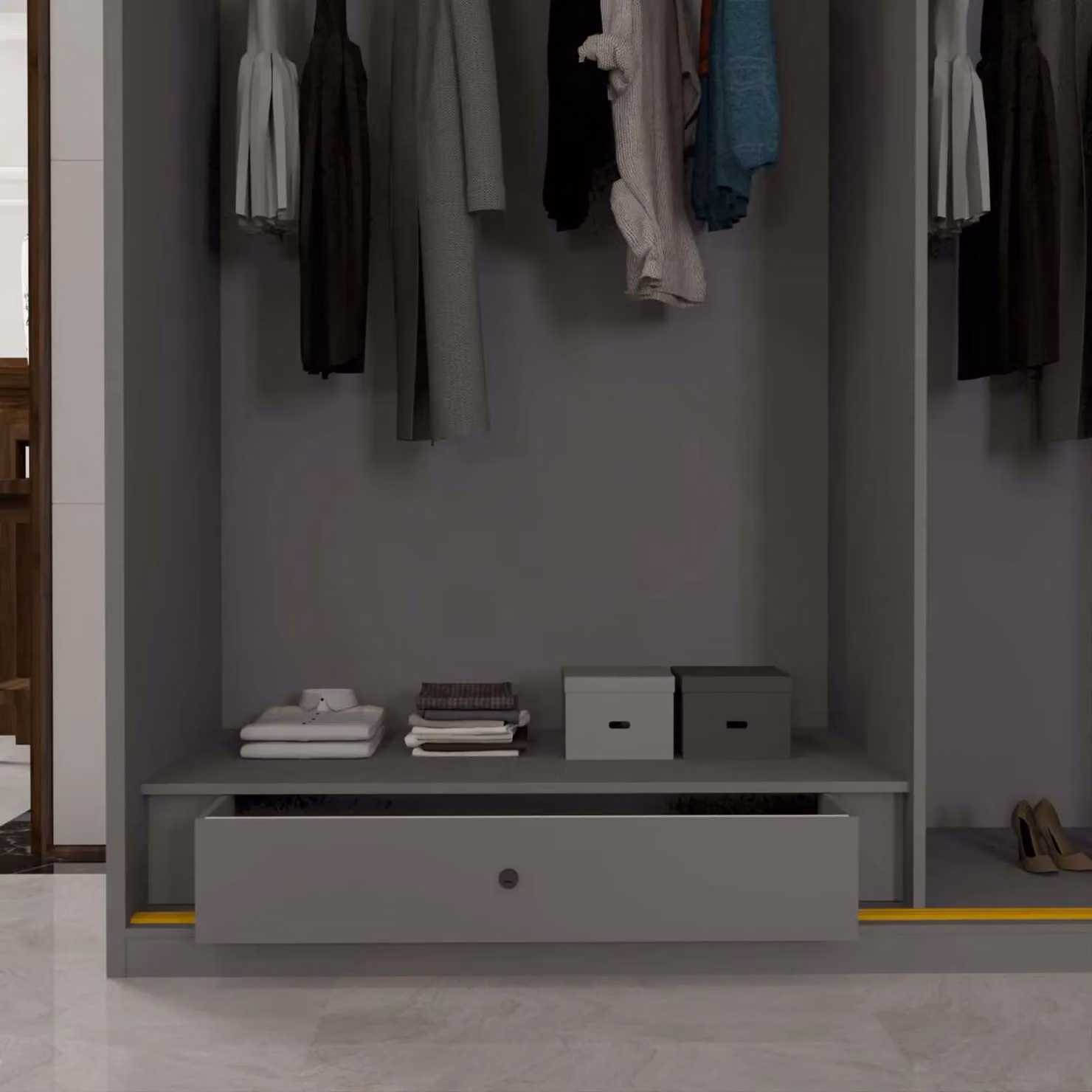 Sliding Wardrobes 4U Modern Grey Sliding Wardrobe with Glass Doors and Integrated LED Lighting – 2