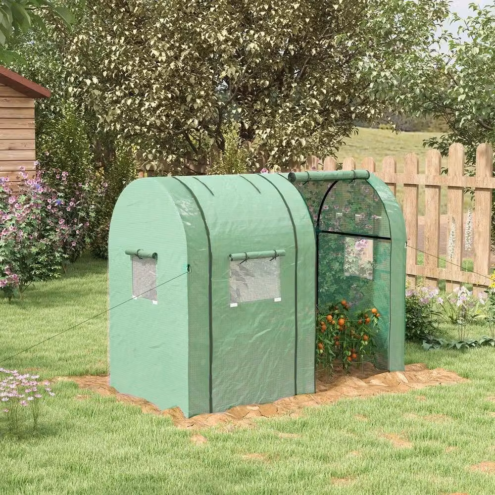 FLAVORA Green Roll-Up Door Tomato Greenhouse with Plastic Windows, 0.6 m2 – 2