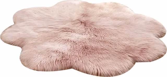 Kidkid Pink Floral Faux Fur Flower Shape Area Rug