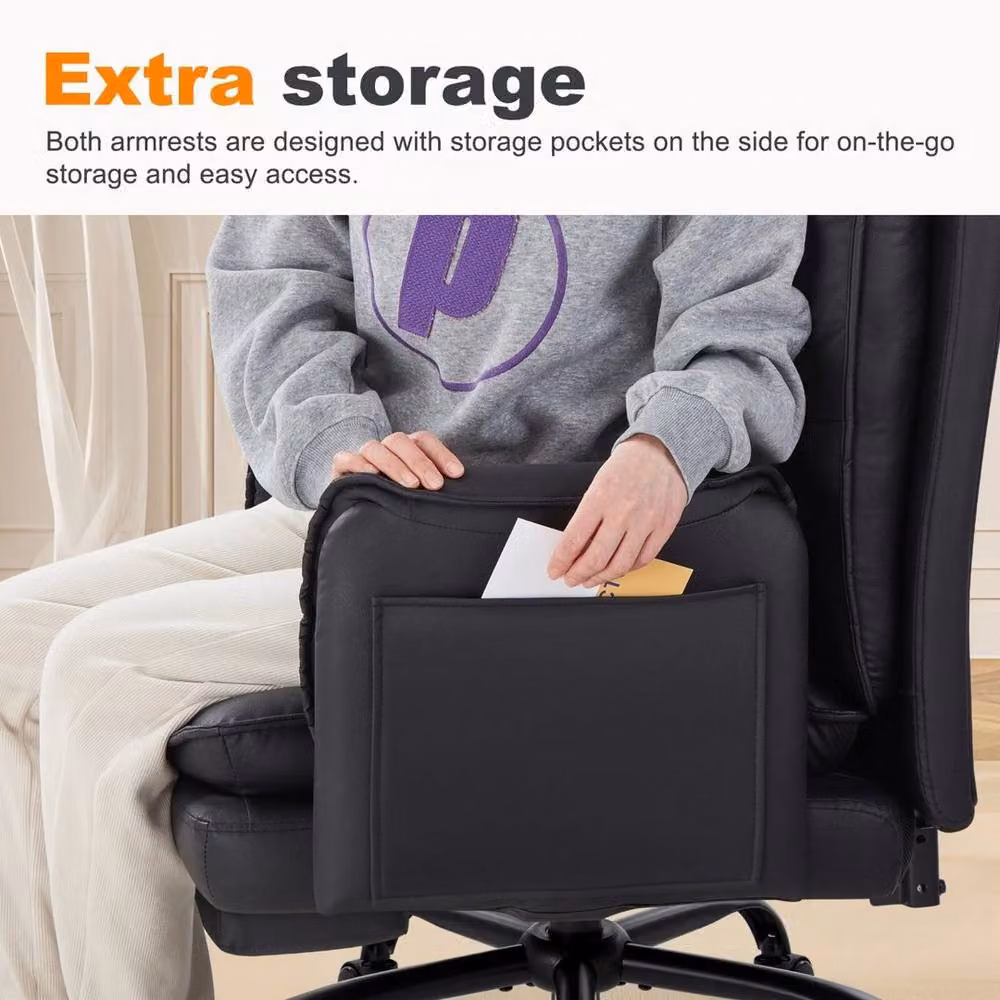 FORGEVIO Black Executive Big and Tall Office Chair with Headrest and Armrests – 4