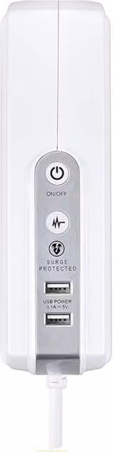 Masterplug 6 Socket Surge Protected Extension Lead - White