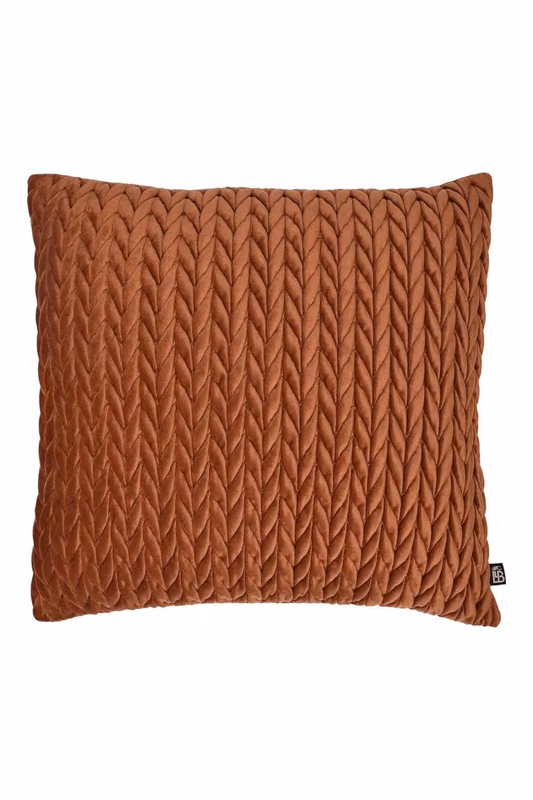 House of Llewelyn-Bowen Amory Luxe Velvet Filled Cushion in Bronze, W/D/H: 43 x 43 x 43 cm