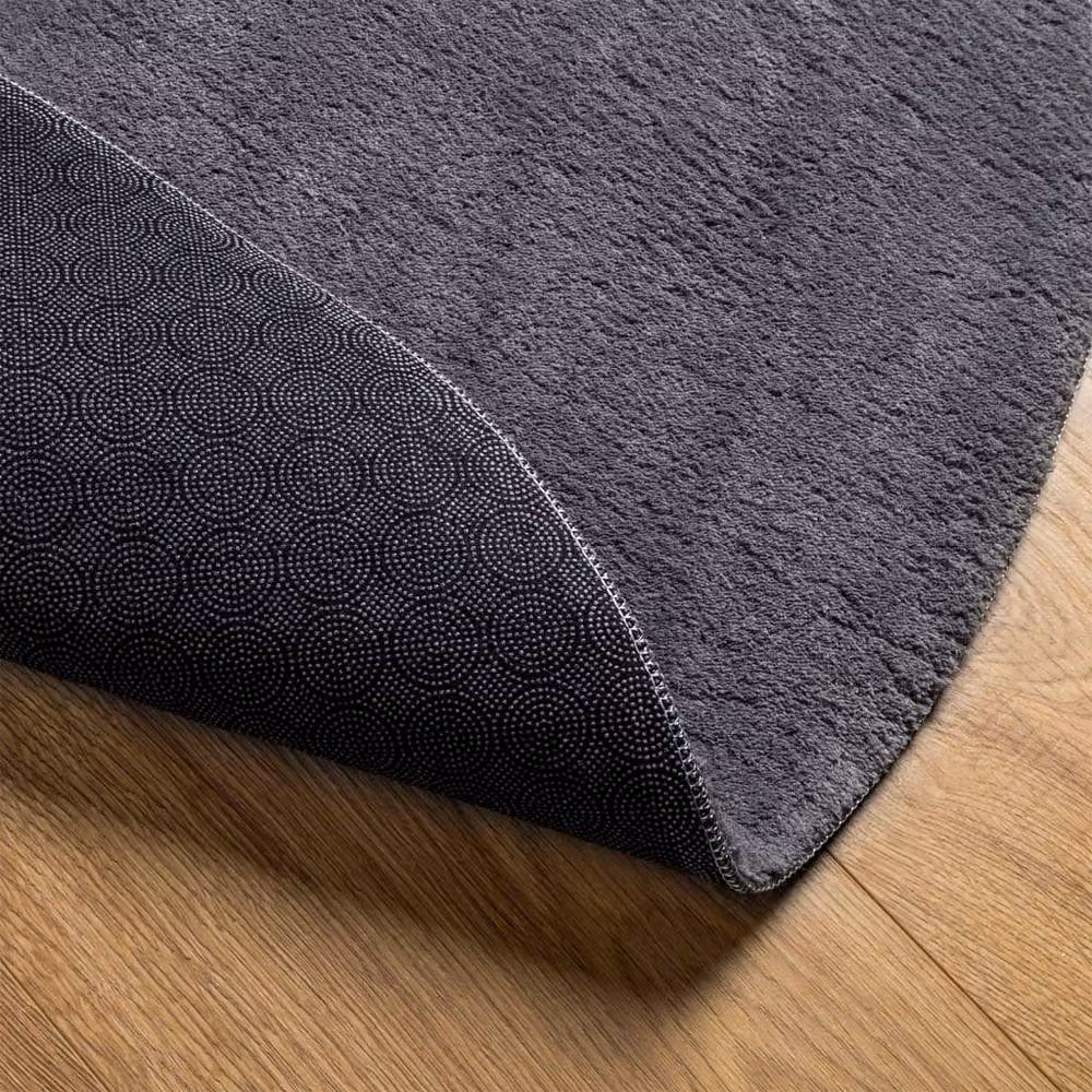 Berkfield Home Round Short Pile Soft and Washable Anthracite Rug, Diameter: 120 cm – 2
