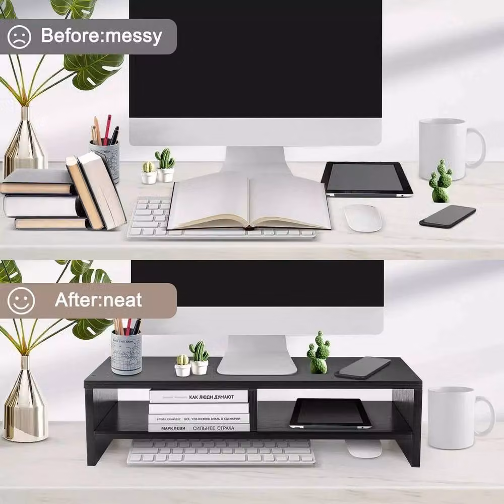 SPETLEK Black MDF Computer Desktop Monitor Stand – 4