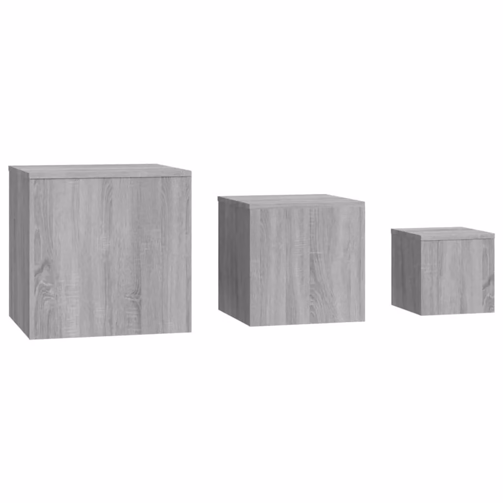 Berkfield Home Set of 3 Grey Sonoma Nesting Side Tables in MDF – 2