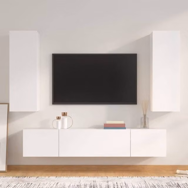 Berkfield Home 4 Piece Classic TV Cabinet Set in White Matt Engineered Wood – 1