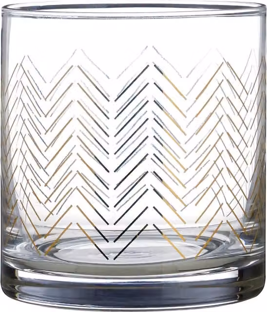 Orsina Set of 4 Geometric Gold and Transparent Glass Tumblers
