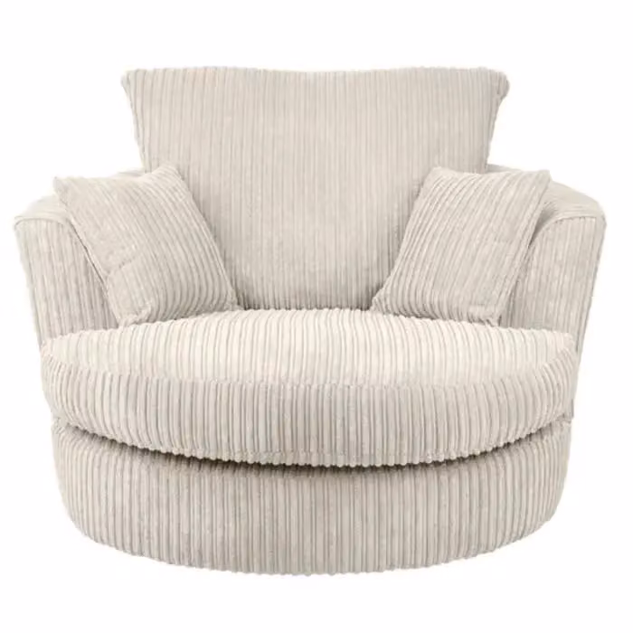 SquareBoxx Lennox Swivel Lounge Chair in White Fabric – 2