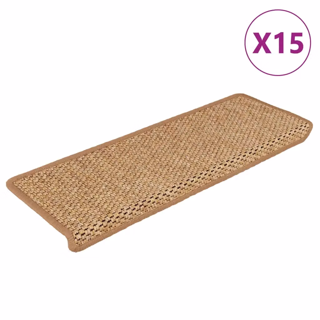 Berkfield Home Self-adhesive Sisal-Look Stair Mats, 15 Pieces, Orange, W/D/H: 65 x 21 x 4 cm – 2