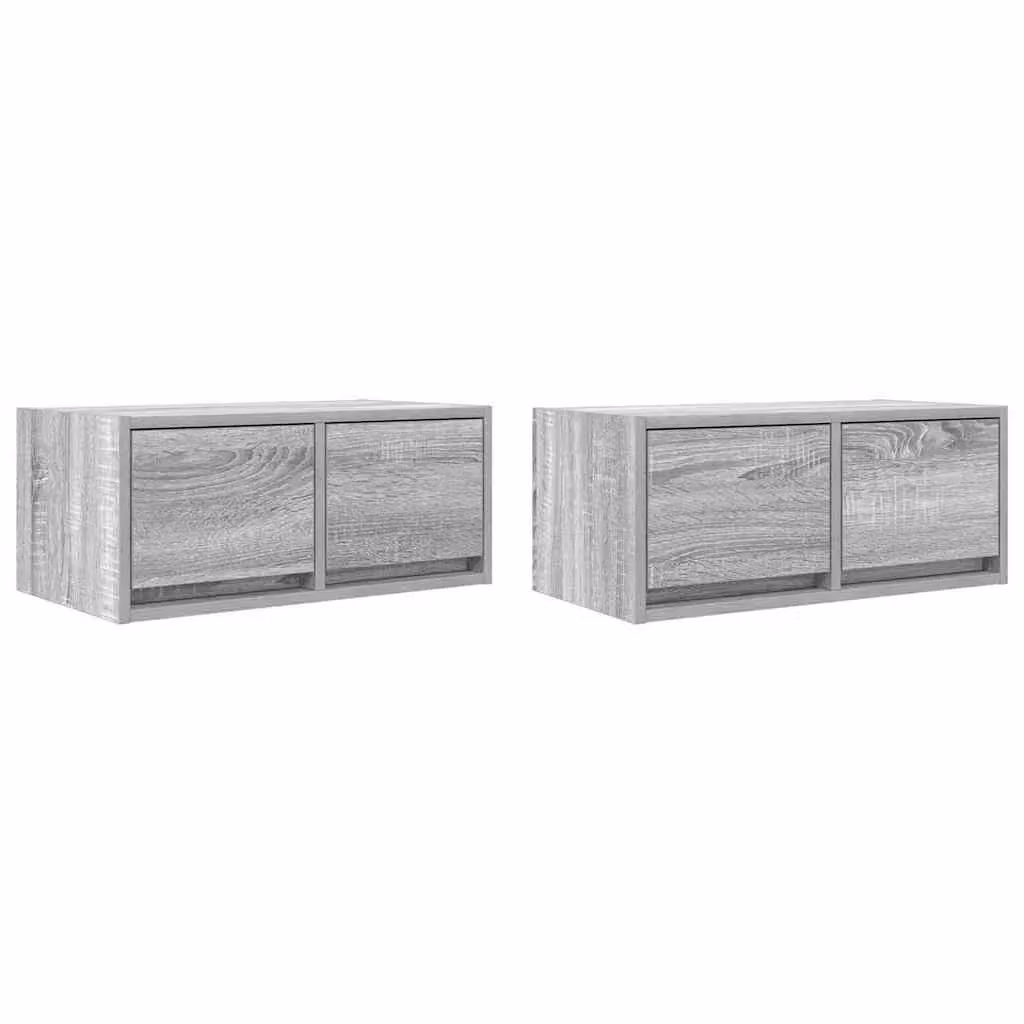 Berkfield Home Set of 2 Wall Mounted TV Cabinets in Grey Sonoma, W/D/H: 60 x 31 x 25.5 cm – 2